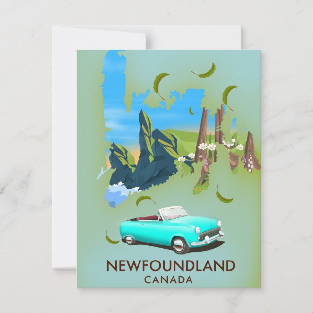 cartaz de viagem mapa do Canadá Terra Nova (Frente)