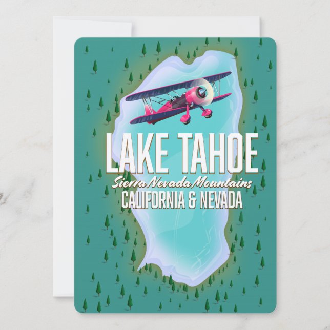 cartaz de viagem mapa do lago Tahoe (Frente)