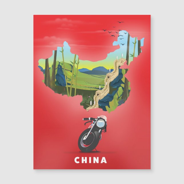 cartaz de viagem mapa ilustrado da China (Frente)