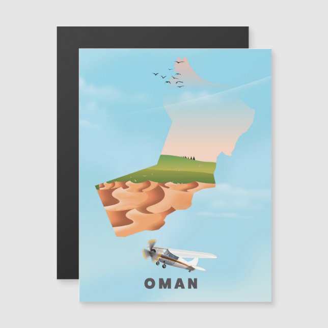 cartaz de viagem mapa ilustrado de Omã (Frente/Verso)
