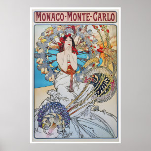 Cartaz de Viagem Mônaco Alphonse Mucha Impressão M