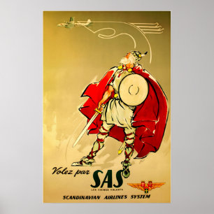 Cartaz de Viagem SAS Arte Viking Impressão Escandi