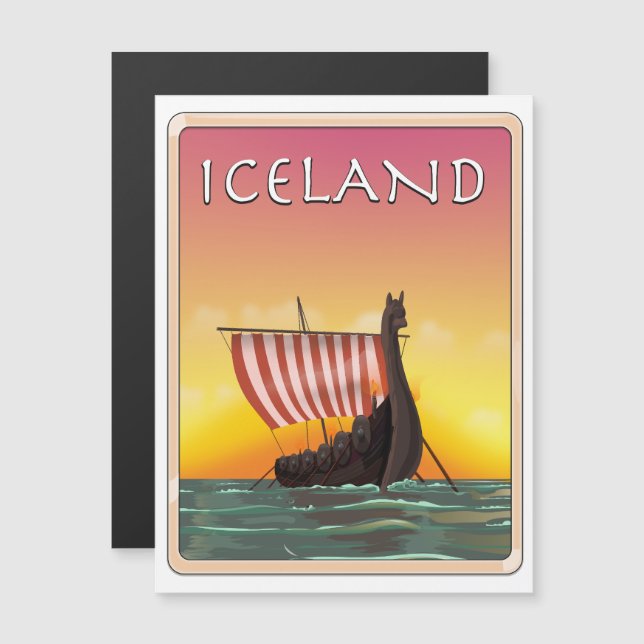 cartaz de viagem Viking Islândia (Frente/Verso)