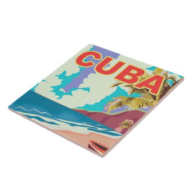 Cartaz de viagem vintage Cuba (Lateral)