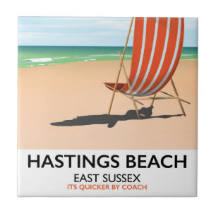 Cartaz de viagem vintage da Praia de Hastings, Eas