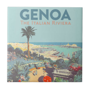 Cartaz de Viagem Vintage de Gênova Riviera Italian