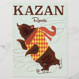 Cartaz de viagem vintage do urso Kazan Rússia