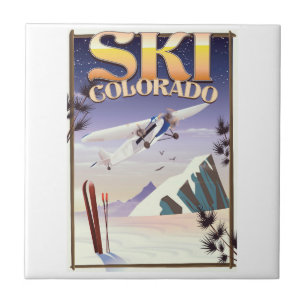 Cartaz de viagem vintage esqui colorado