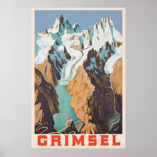 Cartaz de Viagem Vintage Grimsel Impressão Suíço R