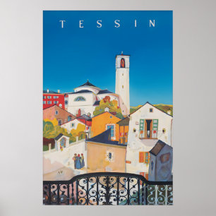 Cartaz de Viagem Vintage Tessin Suíça Impressão