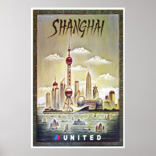 Cartaz de Xangai China Impressão Arte Chinesa Unid