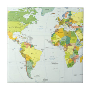 Cartaz do Atlas Político do Mapa Mundial: Decoraçã
