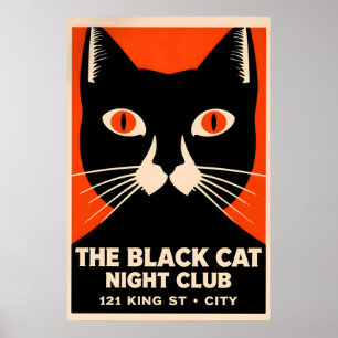 Cartaz do Black Cat Jazz Club, Impressão Animal Ar
