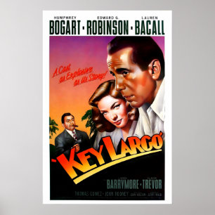 Cartaz do filme Key Largo 1948 IMPRESSÃO A5-A1 40s
