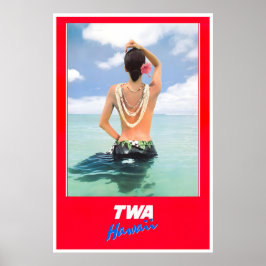 Cartaz do Havaí TWA Viagem Arte Havaiana Impressão