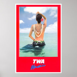Cartaz do Havaí TWA Viagem Arte Havaiana Impressão