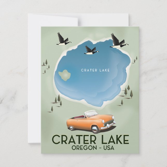 Cartaz do mapa de viagem do Lago Crater Oregon (Frente)
