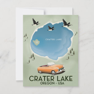 Cartaz do mapa de viagem do Lago Crater Oregon