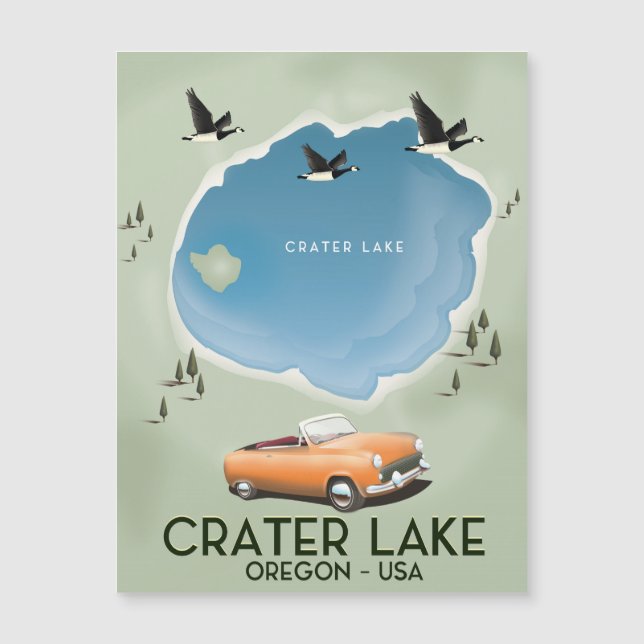 Cartaz do mapa de viagem do Lago Crater Oregon (Frente)