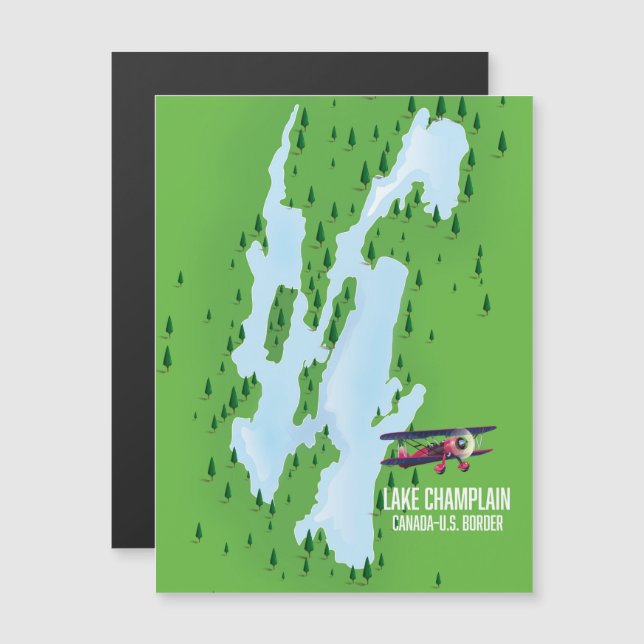 Cartaz do mapa do Lago Champlain EUA Canadá (Frente/Verso)