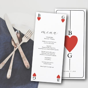 Cartaz do menu de casamento do Monograma Corações