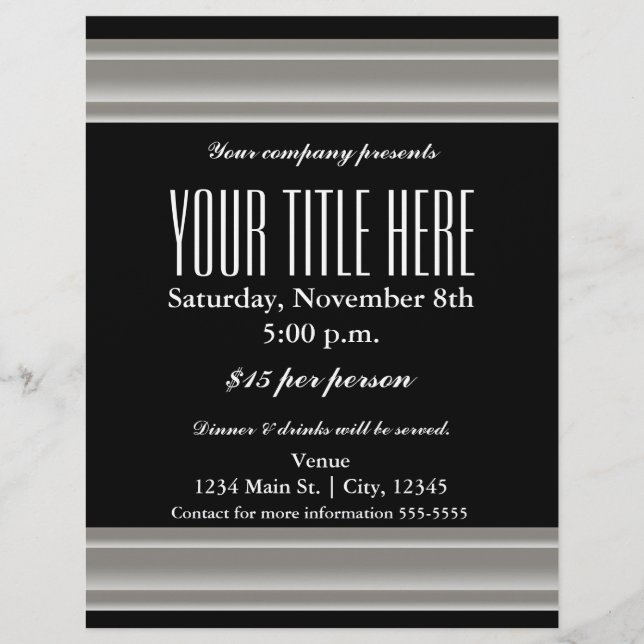 Cartaz do Panfleto do Evento de Glamour Elegância  (Frente)