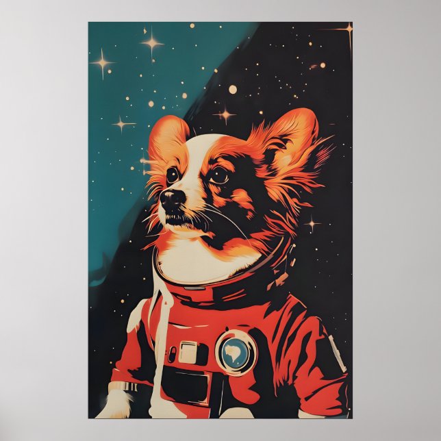 Cartaz do Papillon Astronauta, Impressão Retro Pap (Frente)