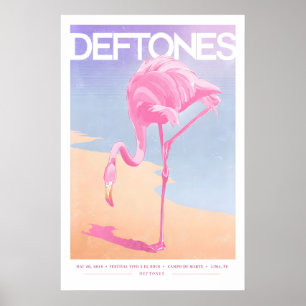 Cartaz do Show Deftones Pink Flamingo Impressão de