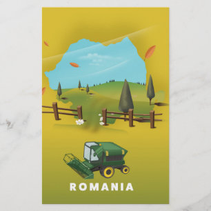 Cartaz ilustrado mapa do impressão de Romania