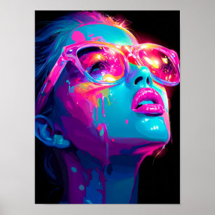 Cartaz Neon Aura Impressão de Arte Pop Ousada