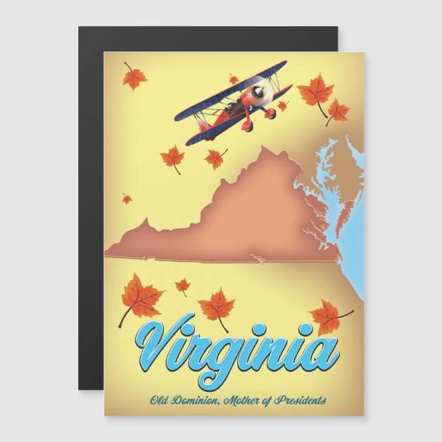 cartaz retro de viagem mapa do estado da Virgínia (Frente/Verso)