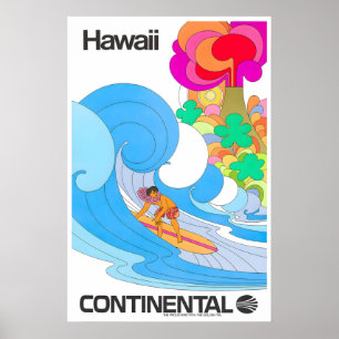 Cartaz Retro Havaí Viagem Surf Arte Impressão Retr