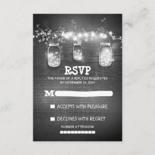 cartaz romântico de jarro luzes de casamento RSVP