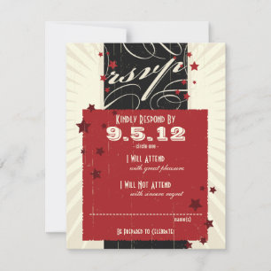 Cartaz Rústico: Resposta para Casamento Vermelho e