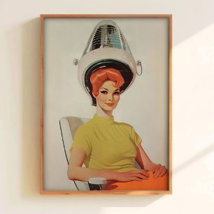 Cartaz Vintage de Cabeleireiro Impressão Estilo 50