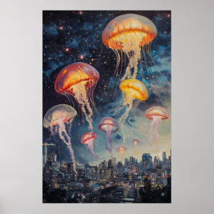 Cartaz Vintage de Cosmos de Água-viva Impressão de