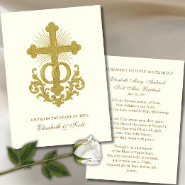 Carteira Católica de Oração de Casamento Dourada
