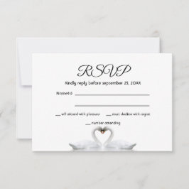 Carteira de casamento RSVP casal branco de Cisne e