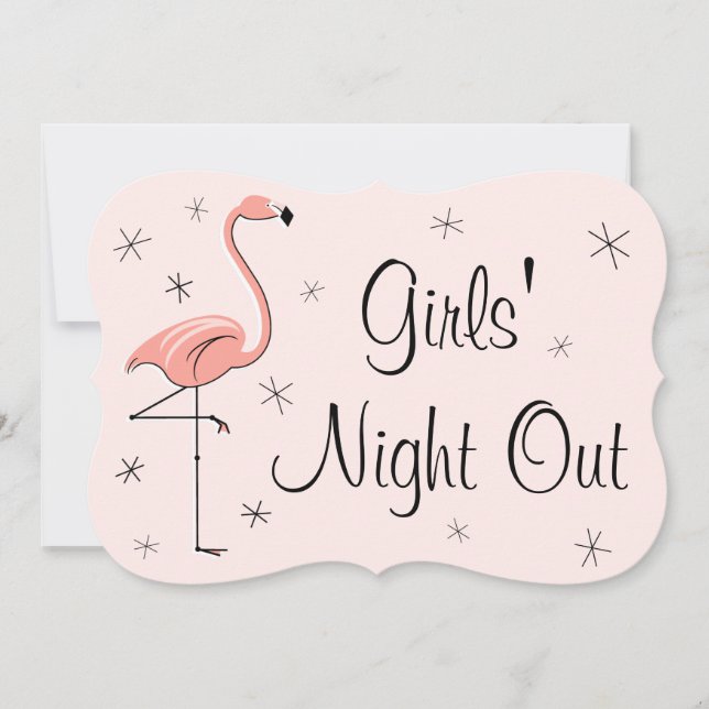 Carteira de convite da Flamingo Pink Girl's Night  (Frente)
