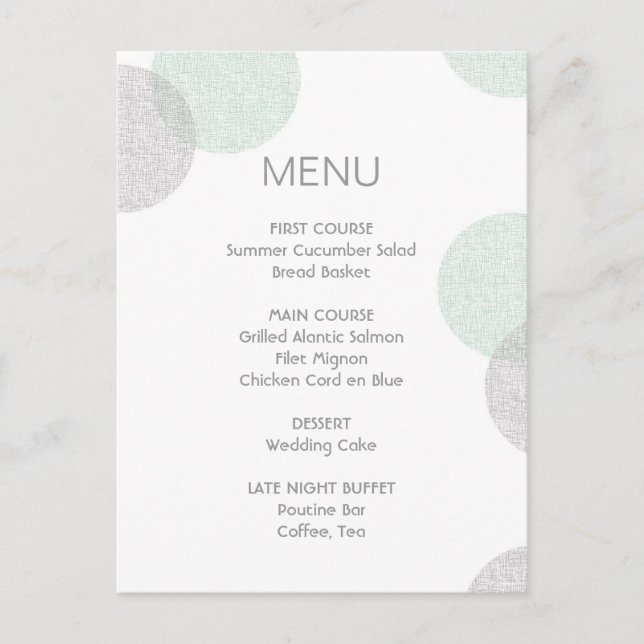 Carteira de Menu de Casamento do Círculo com Estil (Frente)