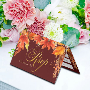 Carteira de RSVP de Casamento de Folhas Douradas