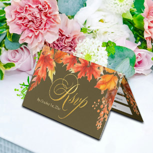 Carteira de RSVP de Casamento de Folhas Douradas