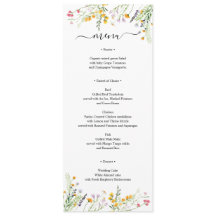 Carteira Menu elegante, Flores selvagens, monogram