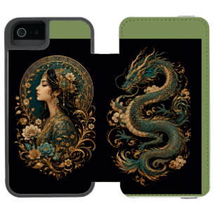 Carteira Incipio Watson™ Para iPhone 5 Capa de Celular Dragon & Lady Flower   Fantasia Pe
