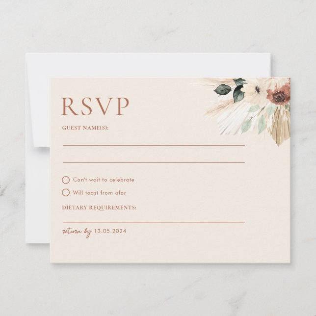 Carteira postal de RSVP Boho Rustic Wedding (Frente)