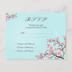 Carteira RSVP de casamento de cereja rosa-na moda