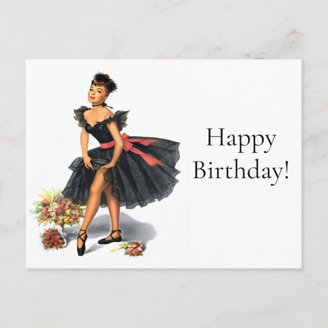 Carter Retro Bailarina Década de 1950 Cartão Posta (Frente)