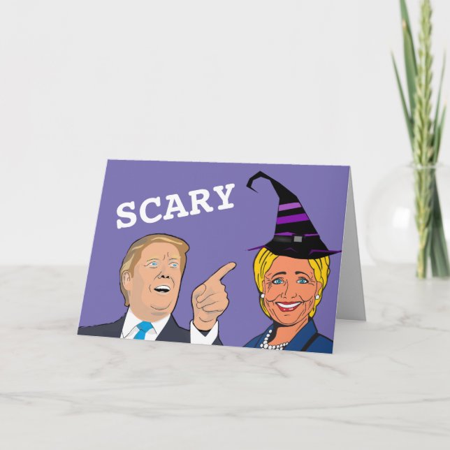 CARTÕES ASSUSTADORES DE HALLOWEEN HILLARY E TRUMP (Frente)