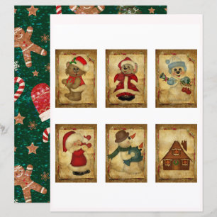 Cartões ATC de Natal Vintage Fofo