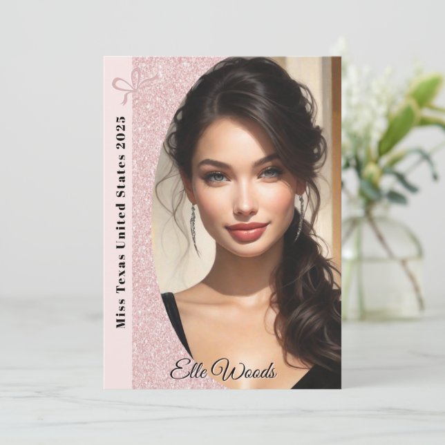 Cartões Autografados Pageant Glitter Pastel (Em pé/Frente)